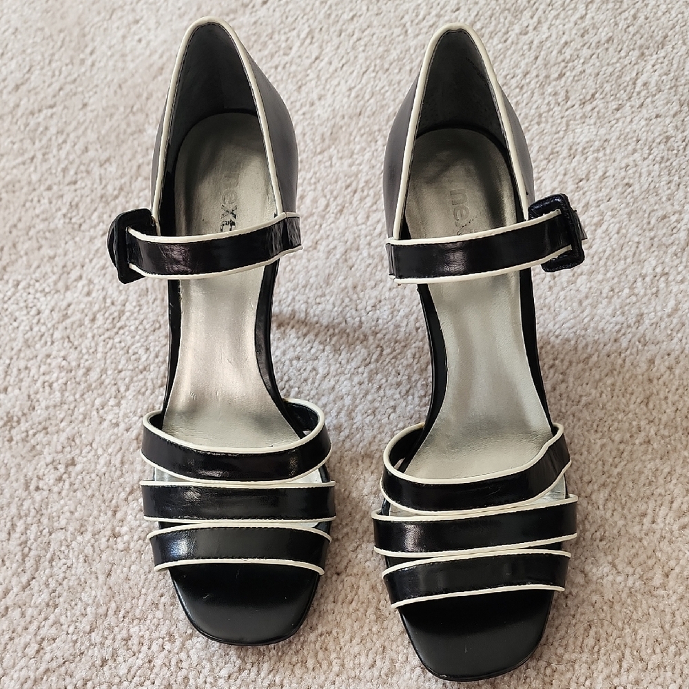 Next Women's Black and Cream Heels